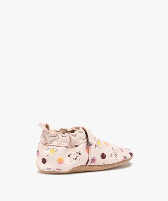 Chaussons bébé fille en cuir imprimé à col élastiqué vue4 - GEMO (ENFANT) - GEMO