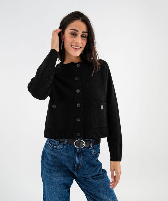 Gilet à col rond coupe courte femme vue2 - GEMO(FEMME PAP) - GEMO