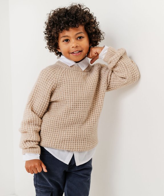 Pull grosse maille fantaisie en laine garçon vue2 - GEMO (ENFANT) - GEMO