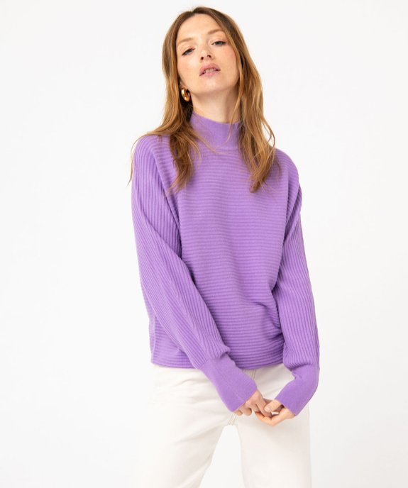 Pull à col montant en maille côtelée femme vue1 - GEMO(FEMME PAP) - GEMO