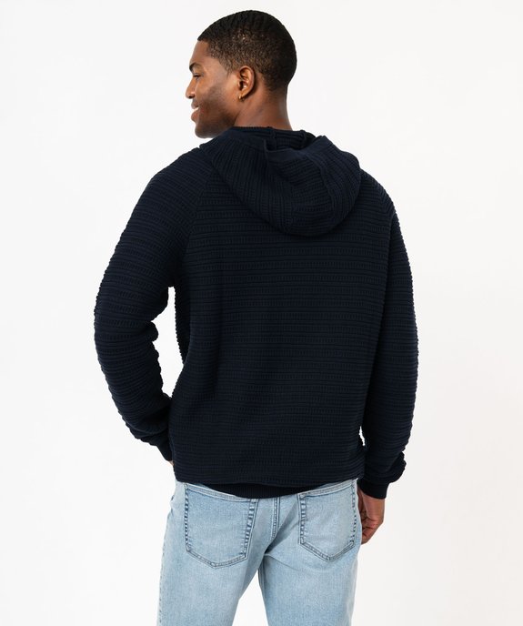 Pull à capuche en maile fantaisie homme vue3 - GEMO 4G HOMME - GEMO