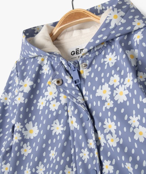 Manteau imperméable à capuche avec doublure peluche bébé fille vue3 - GEMO(BEBE DEBT) - GEMO