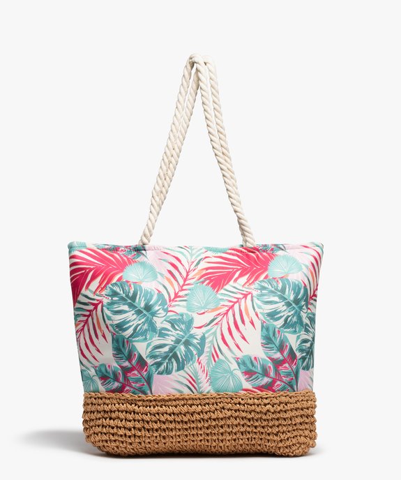 Sac de plage femme en toile imprimée et paille vue1 - GEMO (ACCESS) - GEMO