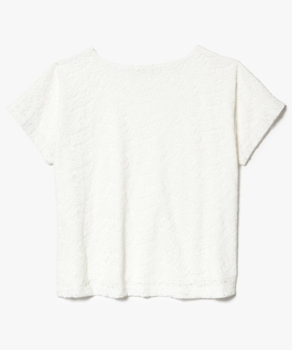 Tee-shirt manches courtes en dentelle vue2 - GEMO (JUNIOR) - GEMO