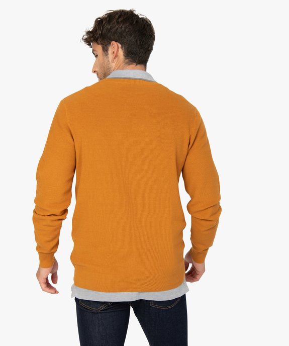 Pull homme en maille fantaisie avec col rond vue3 - GEMO (HOMME) - GEMO