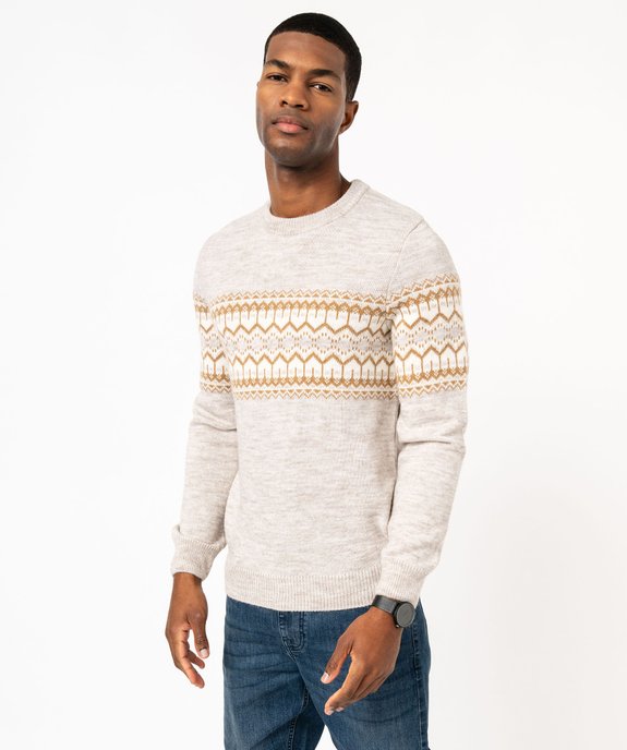 Pull en maille jacquard laine et alpaga homme vue2 - GEMO (HOMME) - GEMO