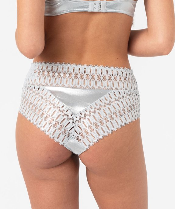 Culotte taille haute en matière scintillante et dentelle femme vue2 - GEMO(HOMWR FEM) - GEMO