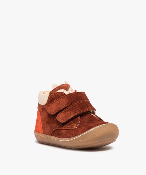 Chaussures premiers pas bébé garçon dessus cuir motif renard – NA! vue3 - NA! - GEMO