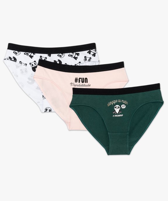 Culottes fille à motifs panda (lot de 3) vue1 - GEMO 4G FILLE - GEMO