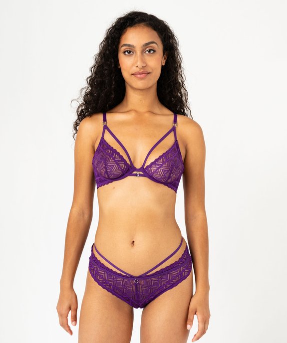 Soutien-gorge corbeille en dentelle avec liens femme vue3 - GEMO(HOMWR FEM) - GEMO