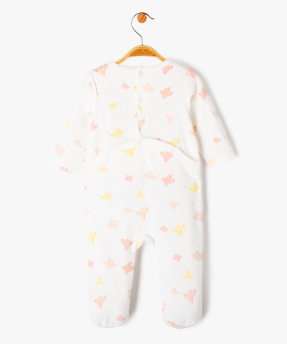 Pyjama en velours avec motifs oiseaux bébé fille  vue3 - GEMO 4G BEBE - GEMO