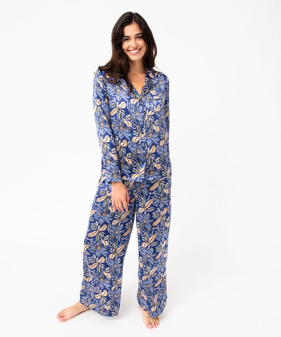 Pyjama en satin femme : chemise et pantalon vue2 - GEMO(HOMWR FEM) - GEMO