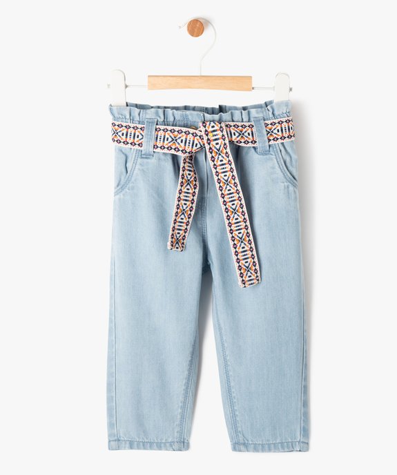 Pantalon en coton léger avec ceinture brodée bébé fille vue1 - GEMO 4G BEBE - GEMO