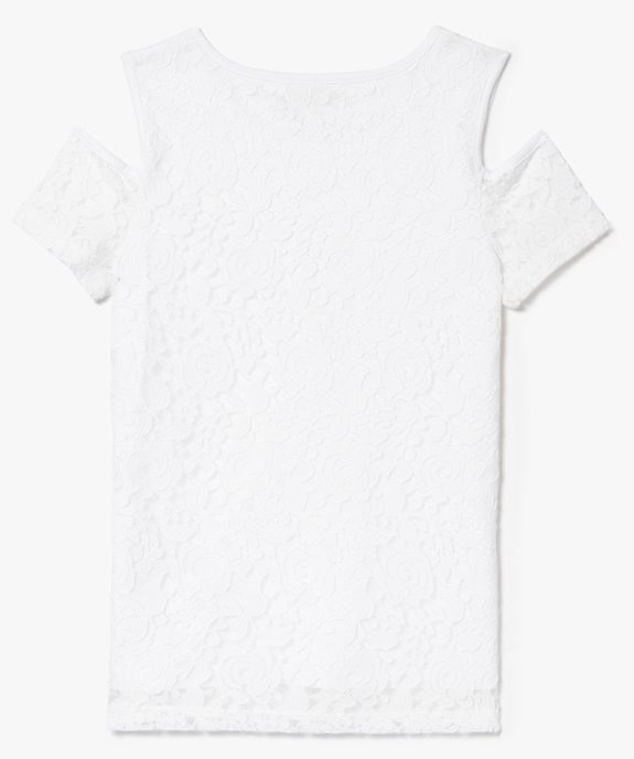 Tee-shirt en dentelle à manches courtes avec épaules dénudées vue2 - GEMO (JUNIOR) - GEMO