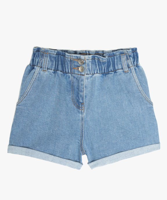 Short fille en jean taille haute avec revers cousus vue1 - GEMO (JUNIOR) - GEMO