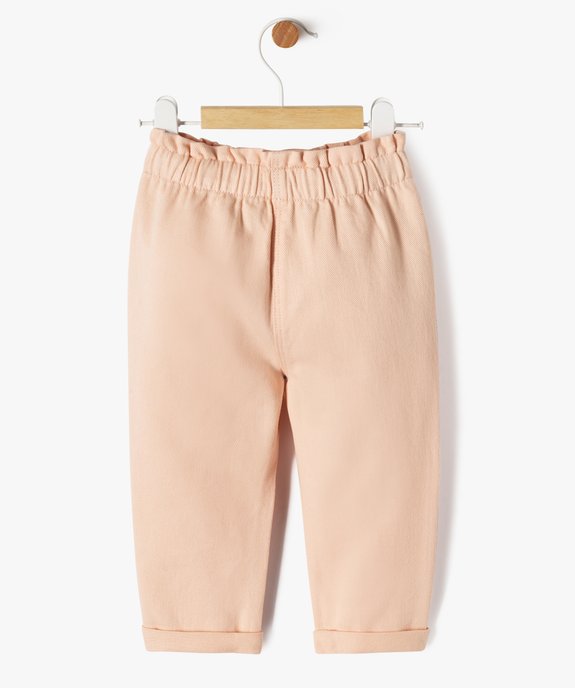 Pantalon en coton avec taille ajustable bébé fille vue3 - GEMO 4G BEBE - GEMO