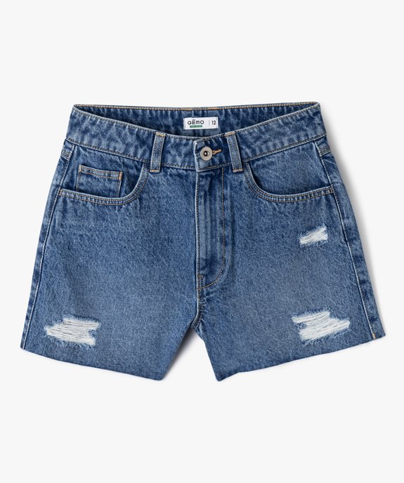 Short en jean coupe ample aspect usé fille vue1 - GEMO 4G FILLE - GEMO