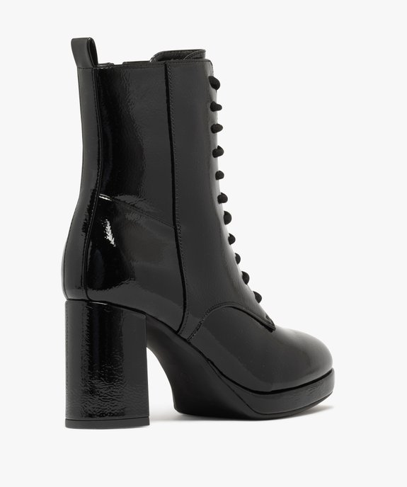 Boots femme vernies à talon flare avec lacets et zip intérieur vue5 - FOLLOW ME - GEMO