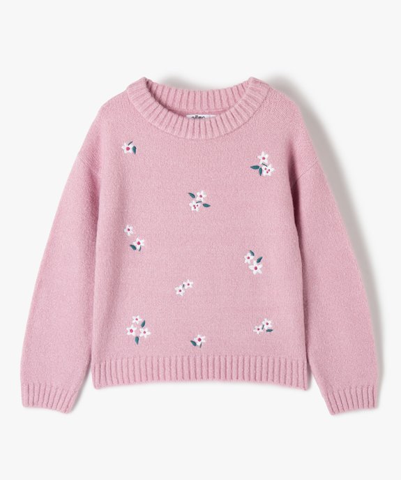 Pull fille avec motifs fleuris brodés sur l’avant vue1 - GEMO (ENFANT) - GEMO