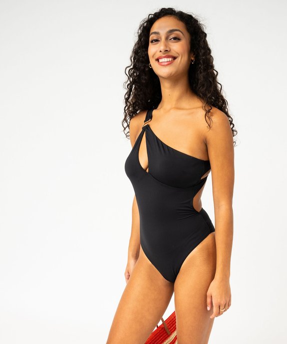 Maillot de bain 1 pièce à bretelles asymétriques et mousses amovibles femme vue2 - GEMO 4G FEMME - GEMO