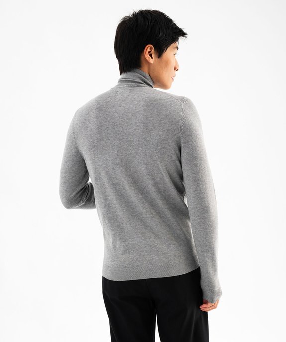 Pull fin à col roulé maille fantaisie sur l’avant homme vue3 - GEMO 4G HOMME - GEMO