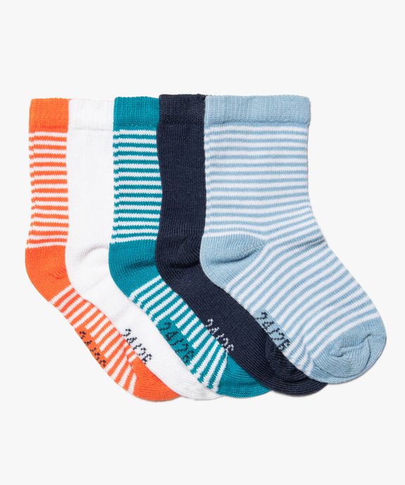 Chaussettes à rayures bébé (lot de 5) vue1 - GEMO 4G BEBE - GEMO