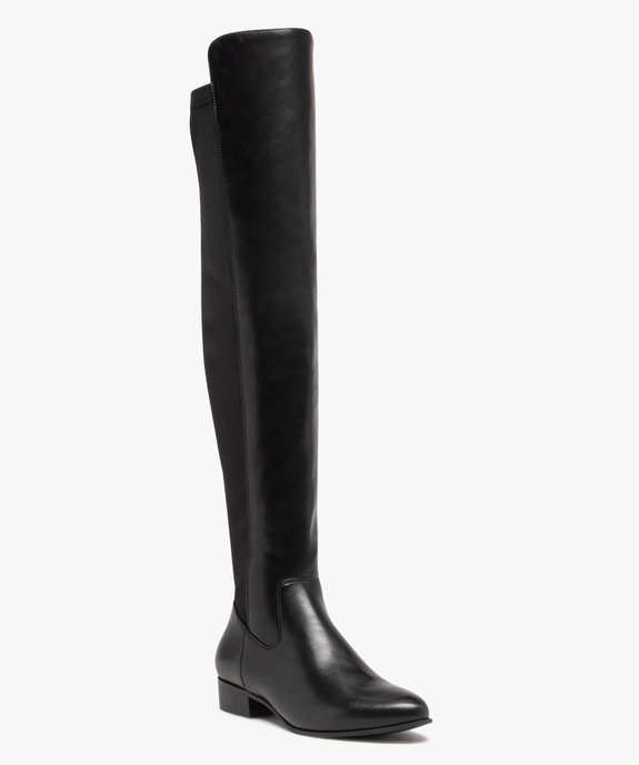 Bottes femme unies à talon plat et tige souple élastique vue2 - GEMO (CASUAL) - GEMO