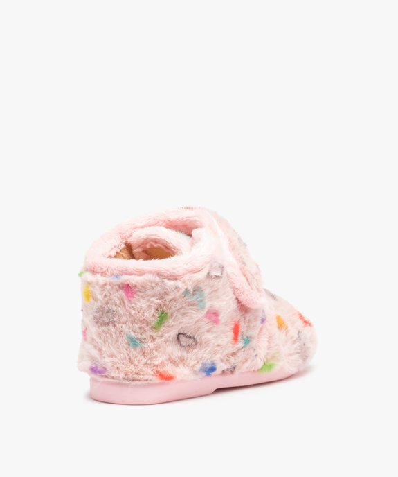 Chaussons fille bottillons en textile peluche imprimé cœurs vue4 - GEMO (ENFANT) - GEMO