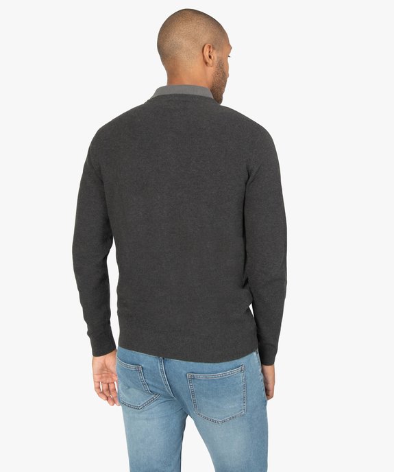 Pull homme en maille fantaisie avec col rond vue3 - GEMO (HOMME) - GEMO