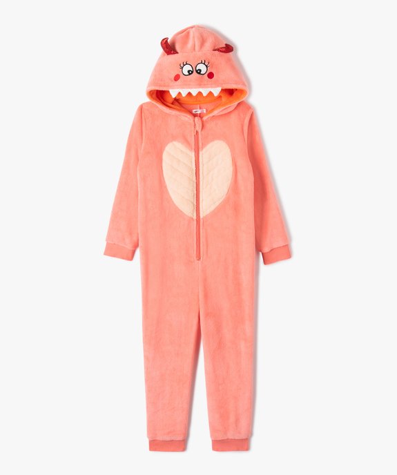 Combinaison pyjama fille avec capuche animée monstre vue1 - GEMO (ENFANT) - GEMO