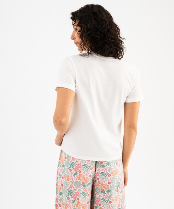 Haut de pyjama à manches courtes et motif femme vue3 - GEMO 4G FEMME - GEMO