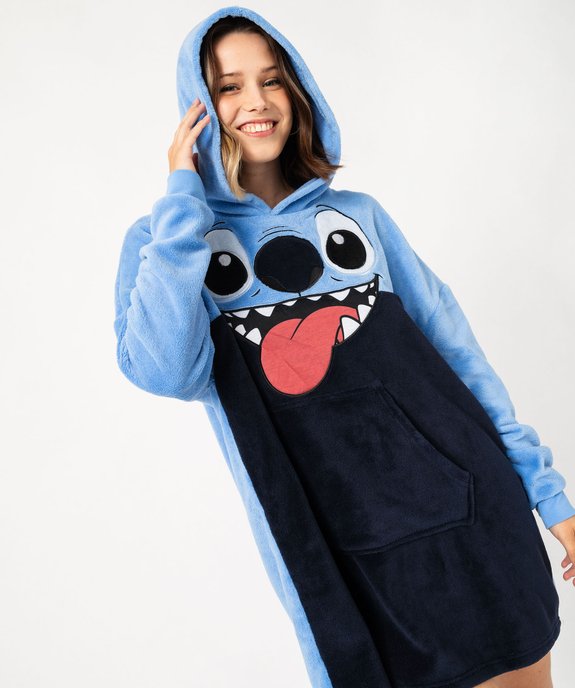 Chemise de nuit manches longues à capuche en peluche femme - Stitch vue2 - LILO & STITCH - GEMO