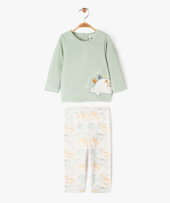 Pyjama 2 pièces en velours avec motifs dinosaures bébé garçon  vue1 - GEMO(BB COUCHE) - GEMO