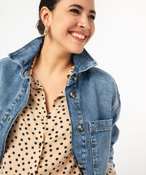 Veste en jean look chemise femme vue2 - GEMO(FEMME PAP) - GEMO