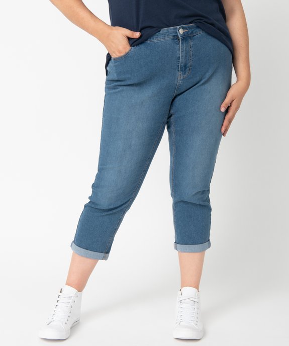 Pantacourt femme grande taille coupe slim en denim stretch vue1 - GEMO (G TAILLE) - GEMO