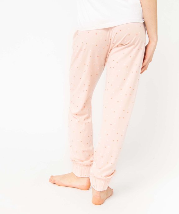 Pantalon de pyjama imprimé avec bas élastiqué femme vue3 - GEMO 4G FEMME - GEMO