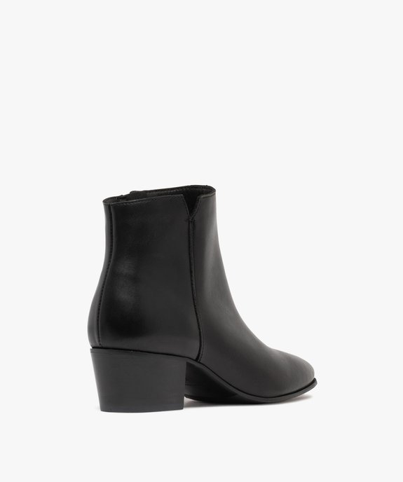 Bottines femme dessus en cuir à petit talon cubain et bout amande - Tanéo vue4 - TANEO - GEMO