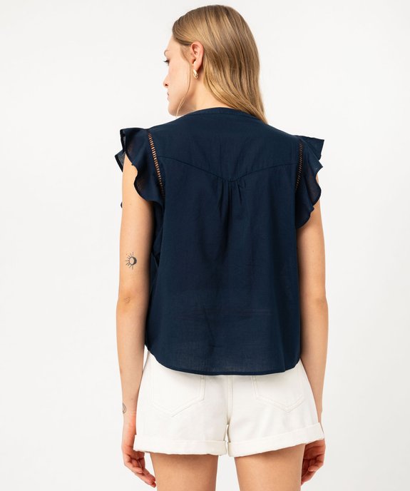 Blouse manches courtes avec volants aux emmanchures femme vue3 - GEMO(FEMME PAP) - GEMO