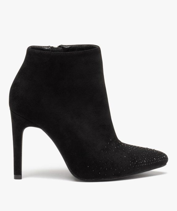 Boots femme à talon en suédine avec strass vue1 - GEMO(URBAIN) - GEMO