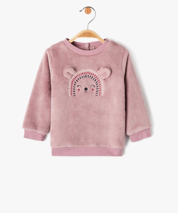 Sweat en maille peluche avec motif brodé bébé fille vue1 - GEMO(BEBE DEBT) - GEMO