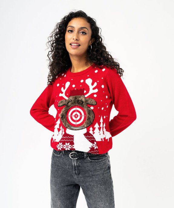 Pull de Noël avec cible et balles femme vue2 - GEMO(FEMME PAP) - GEMO