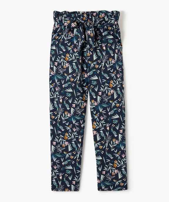 Pantalon fille imprimé avec taille élastiquée et ceinture à nouer vue1 - GEMO (ENFANT) - GEMO