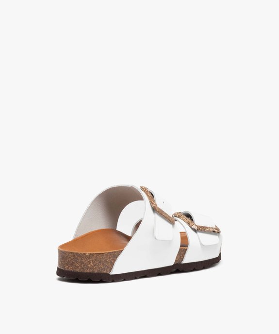 Mules femme unies à larges brides bouclées en cuir vue4 - GEMO (CASUAL) - GEMO