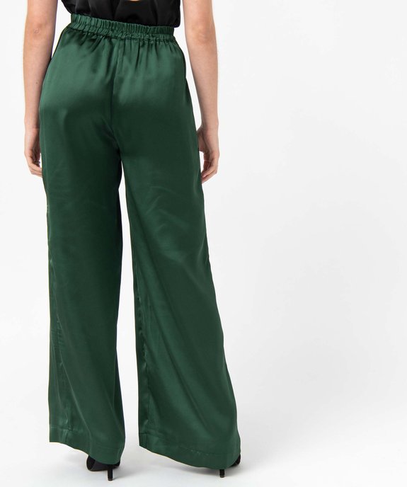 Pantalon de soirée femme en matière satinée Gémo x Nolwenn Crème vue4 - GEMO(FEMME PAP) - GEMO