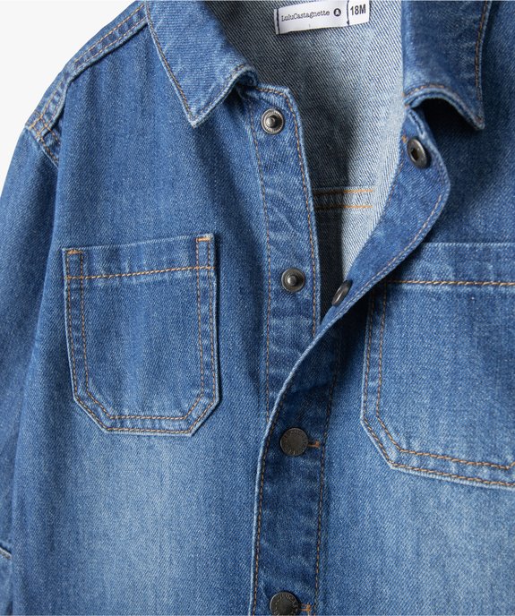 Chemise en jean bébé garçon à fermeture pressionnée - LuluCastagnette vue3 - LULUCASTAGNETTE - GEMO