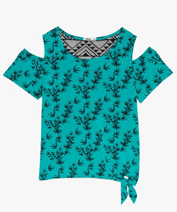 Blouse fille imprimée dos crocheté à épaules dénudées et nœud vue1 - GEMO (JUNIOR) - GEMO