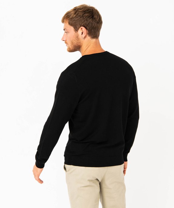 Pull fin avec col V et maille fantaisie homme vue3 - GEMO 4G HOMME - GEMO