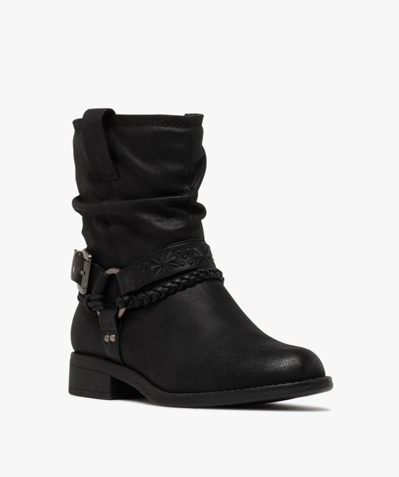 Boots femme en suédine avec bride style cavalière vue3 - GEMO (CASUAL) - GEMO