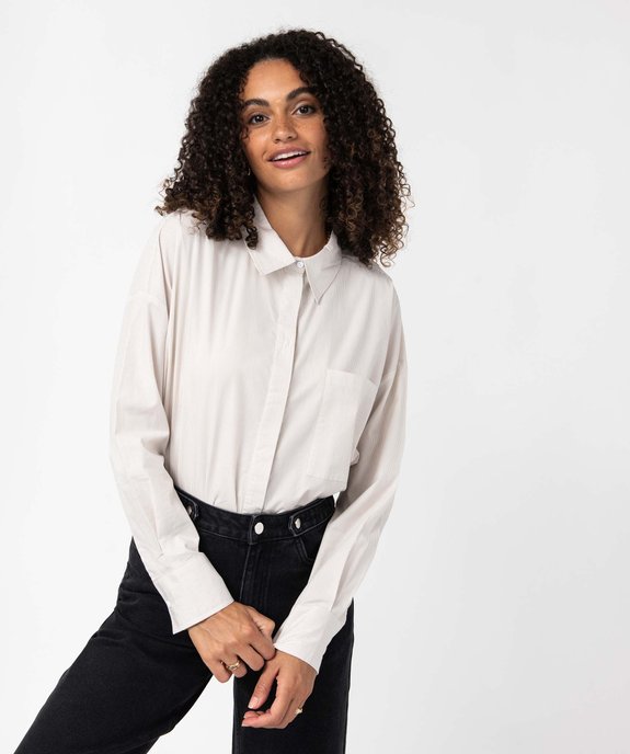 Chemise femme à fines rayures coupe oversize vue2 - GEMO(FEMME PAP) - GEMO