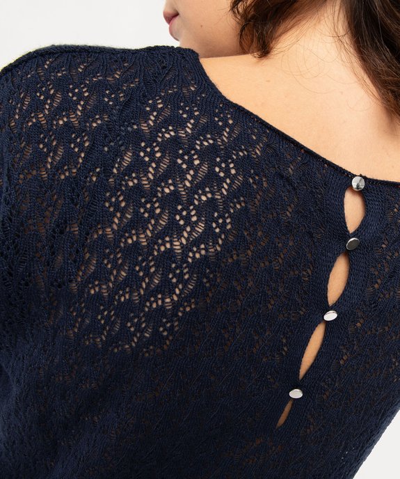 Pull col V en maille fine ajourée femme vue2 - GEMO(FEMME PAP) - GEMO